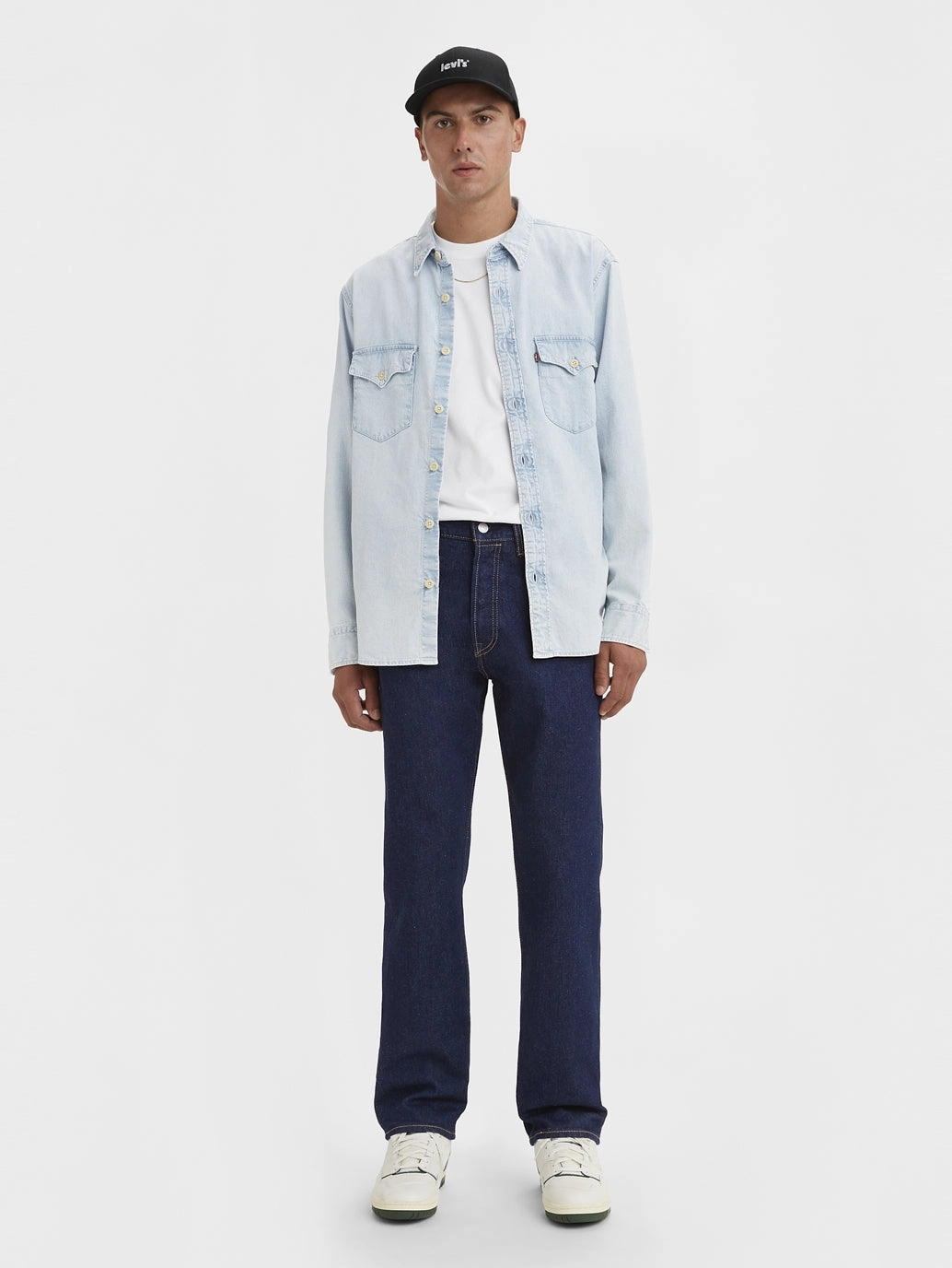 Premium Material Men's 501 Blue Straight Fit Mid Rise Jeans