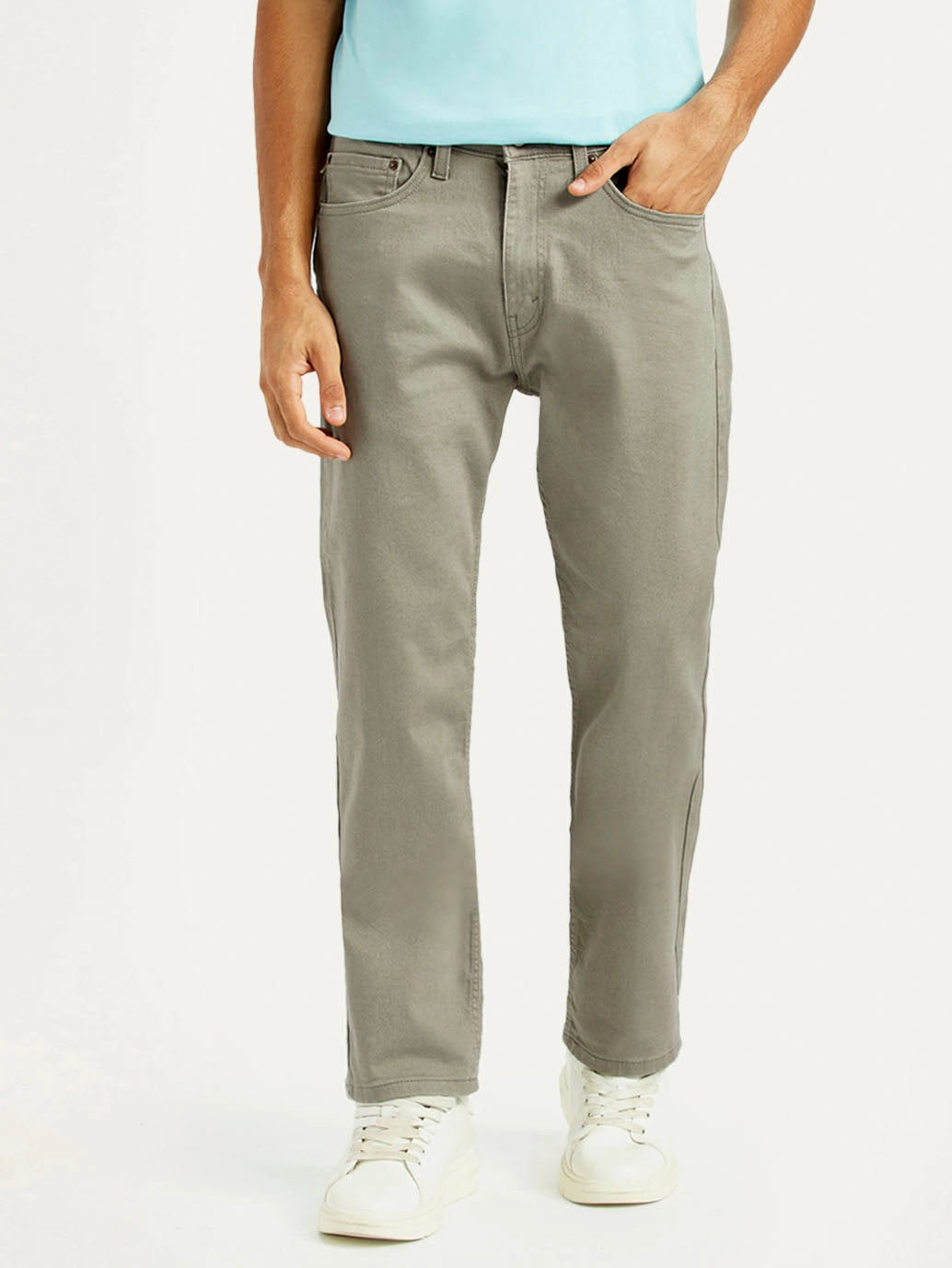 Go Everywhere Smart Casual Neutral Men's 505 Grey Overdyed Straight Fit Mid Rise Jeans