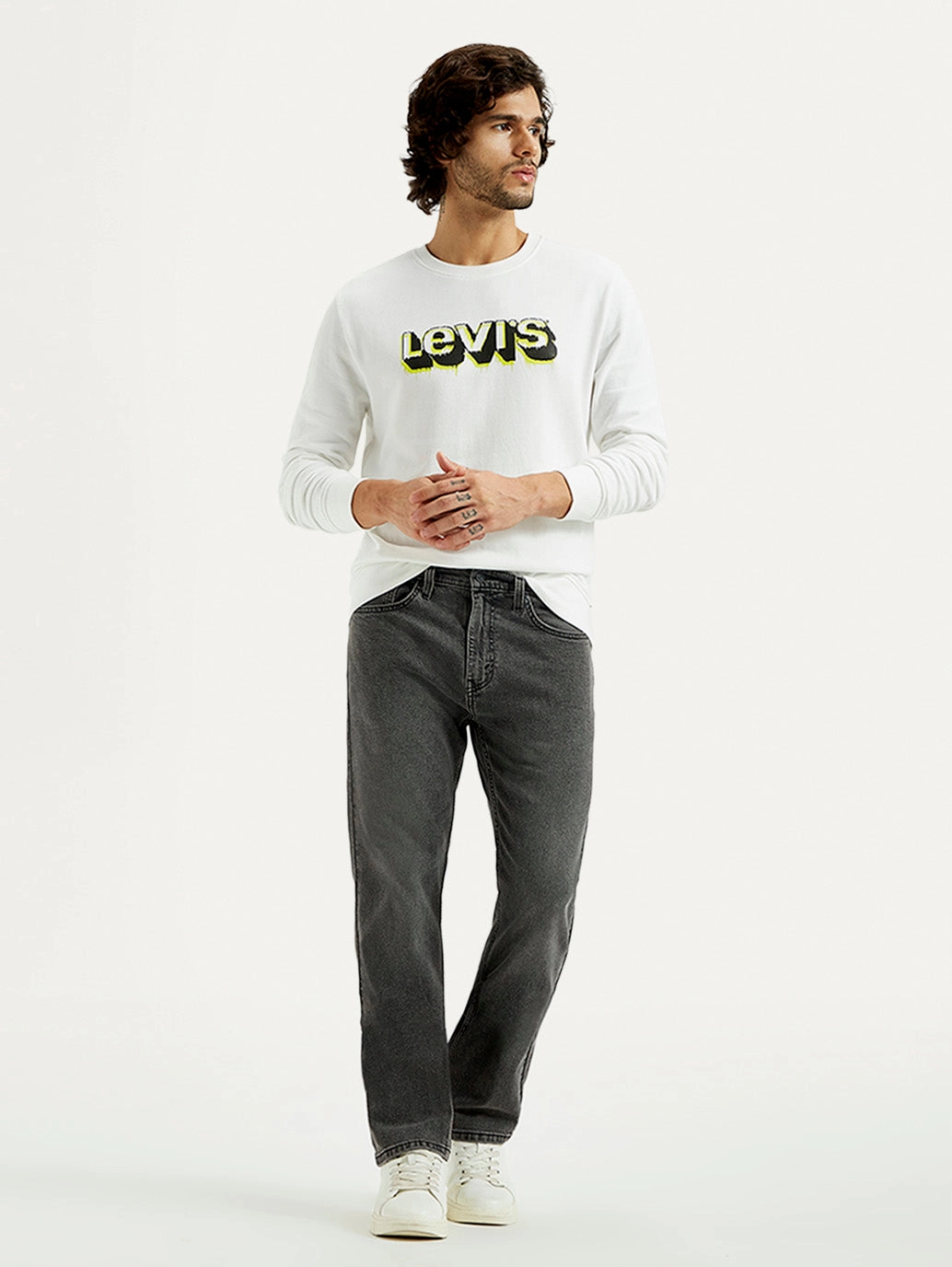 Men's 505 Grey Straight Fit Mid Rise Jeans Adjustable Belt Loops