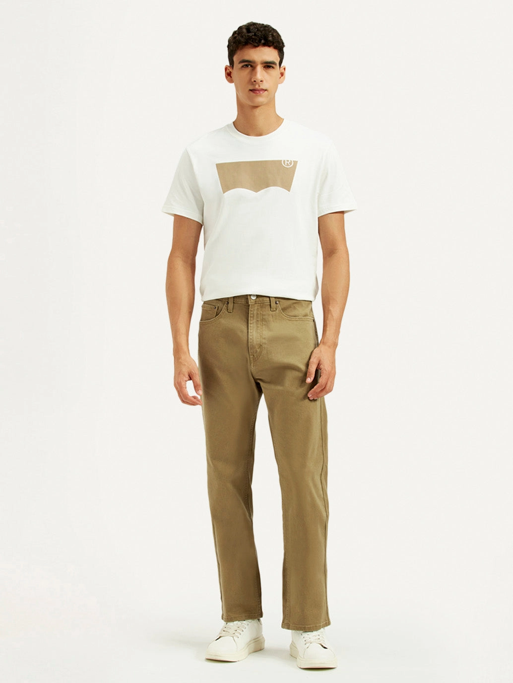 Fashion Piece Stretch Holiday Vibes Streetwear Fan Men's 505 Khaki Overdyed Straight Fit Mid Rise Jeans