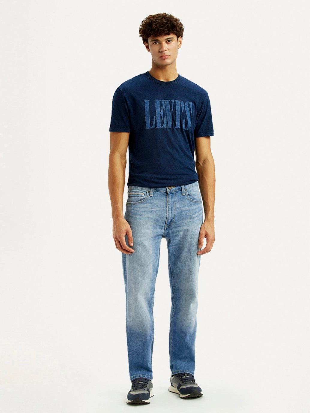 Men's 505 Light Blue Straight Fit Mid Rise Jeans Minimalist Style Holiday Vibes Weekend Warrior