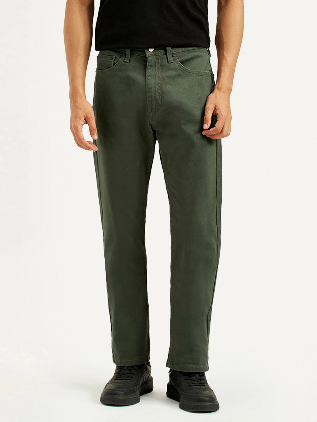 Men's 505 Olive Green Overdyed Straight Fit Mid Rise Jeans Style Essential Sophisticated Look