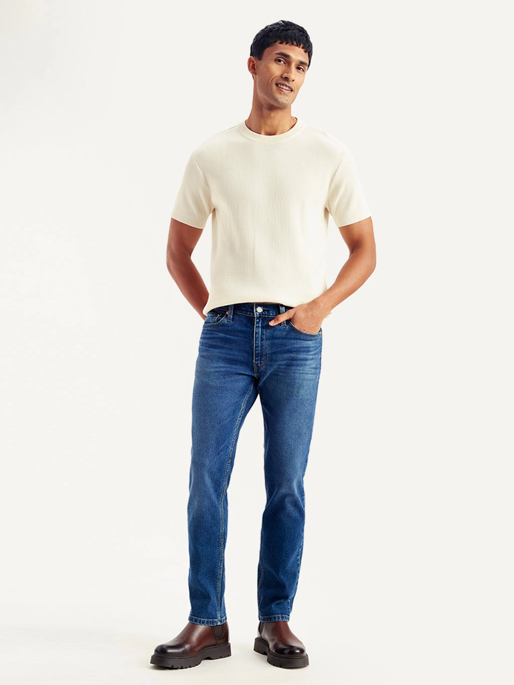 Men's 511 Blue Slim Fit Mid Rise Jeans Core Look Basic Attire