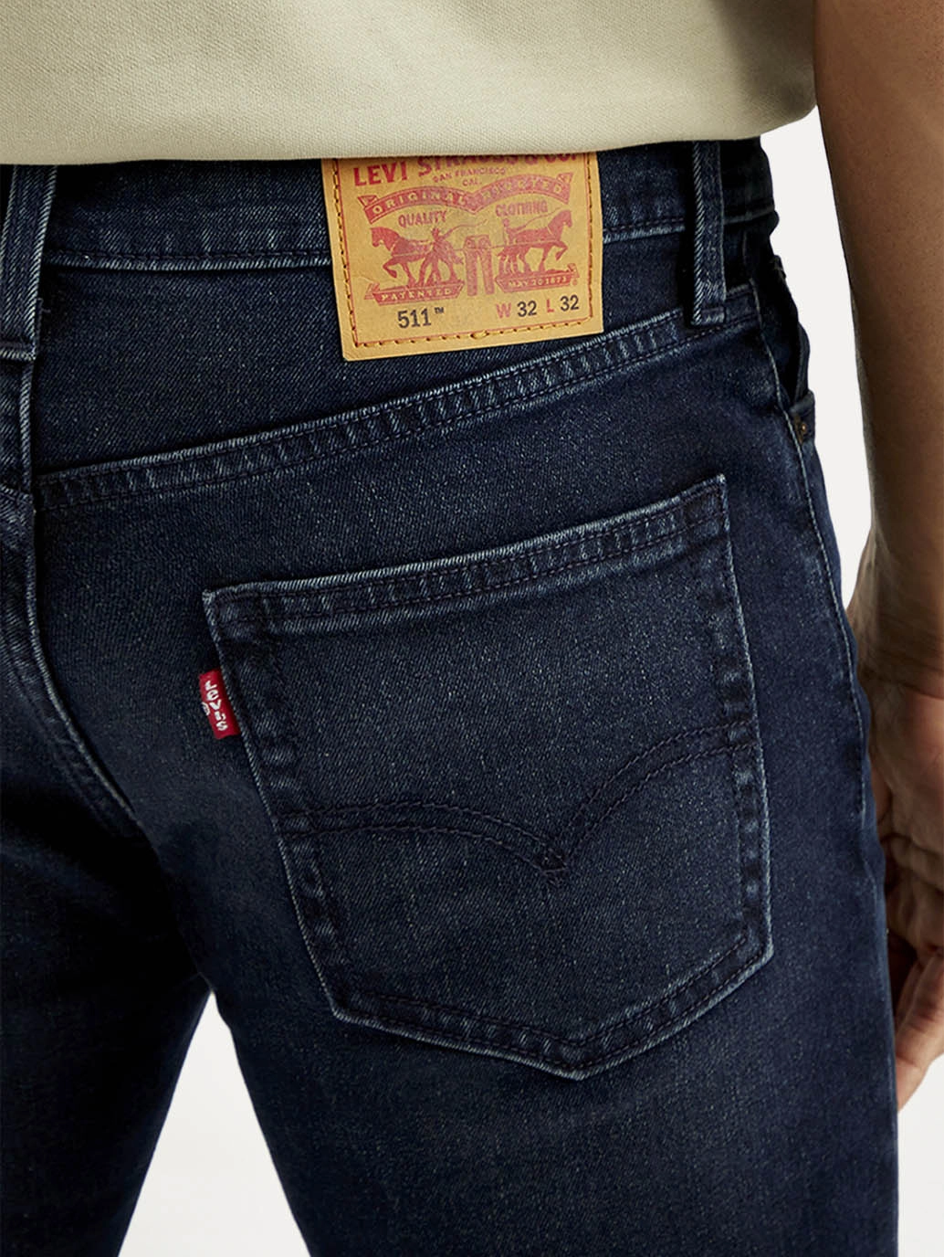 Men's 511 Dark Blue Slim Fit Mid Rise Jeans Premium Fit Responsible Denim Production