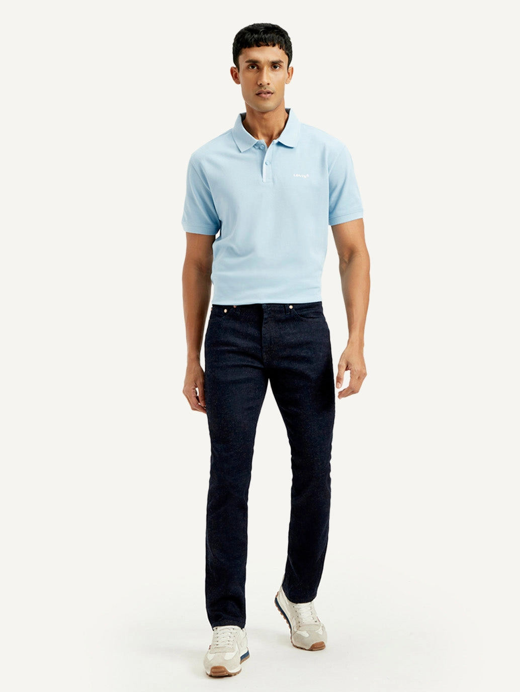 Men's 511 Dark Blue Slim Fit Mid Rise Linen Jeans Recycled Cotton Blend Reliable Basic