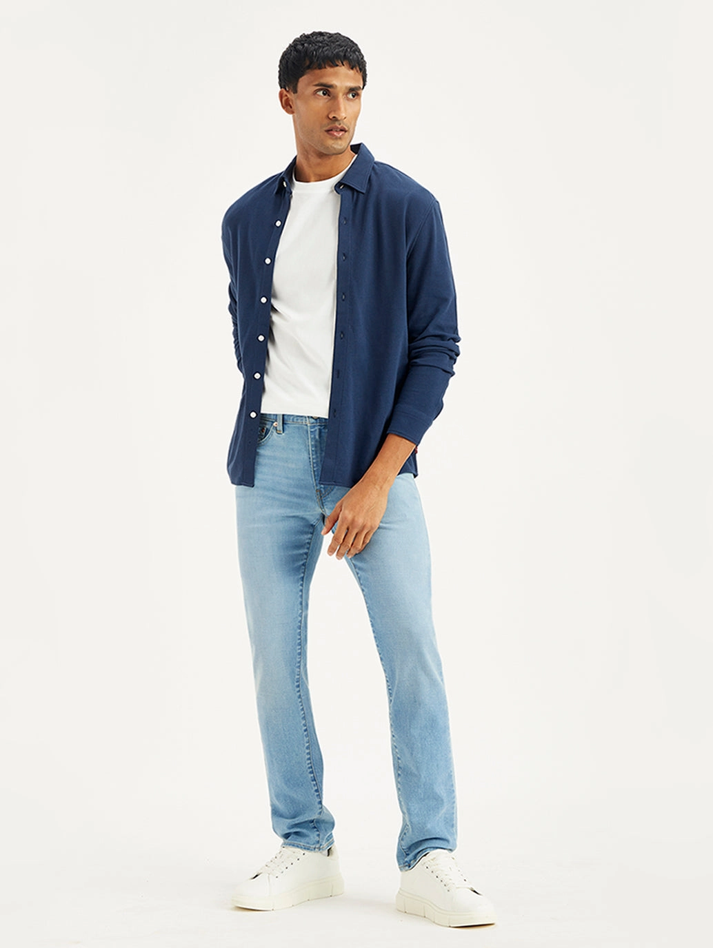 Flexible Waistband Construction Men's 511 Light Blue Slim Fit Mid Rise Jeans