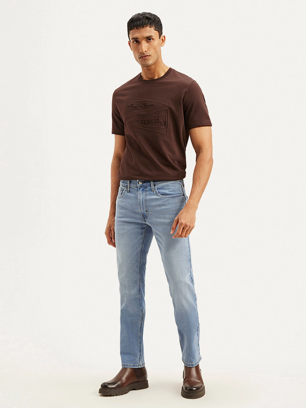 Men's 511 Light Blue Slim Fit Mid Rise Jeans Reliable Outfit Sandblasted Finish