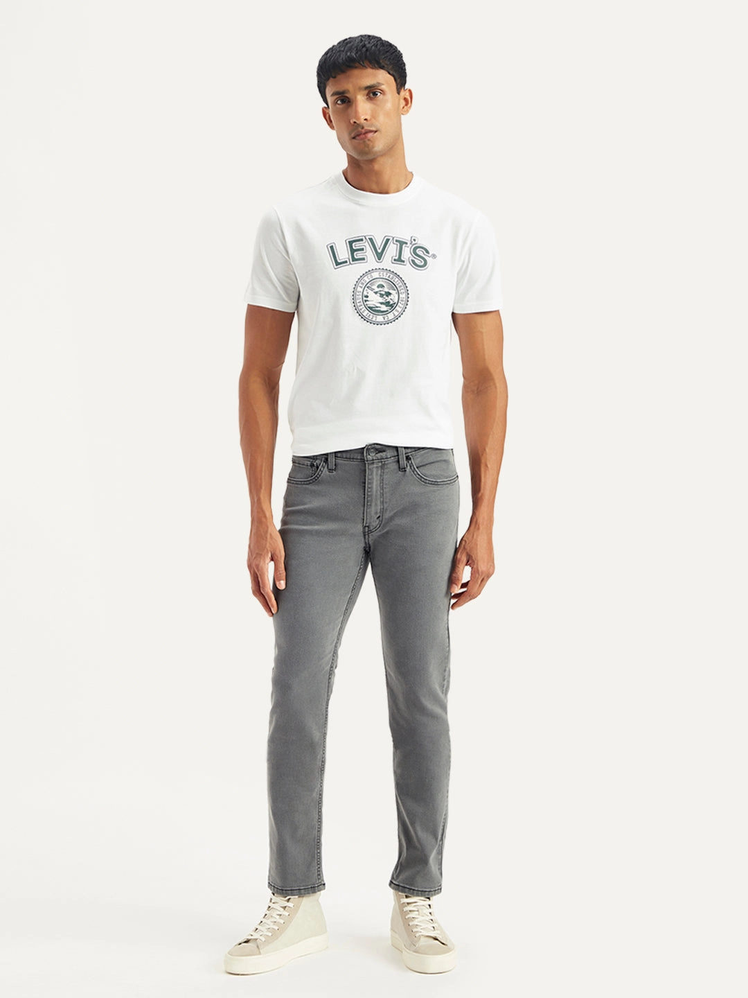 Iconic Outfit Men's 511 Light Grey Slim Fit Mid Rise Jeans