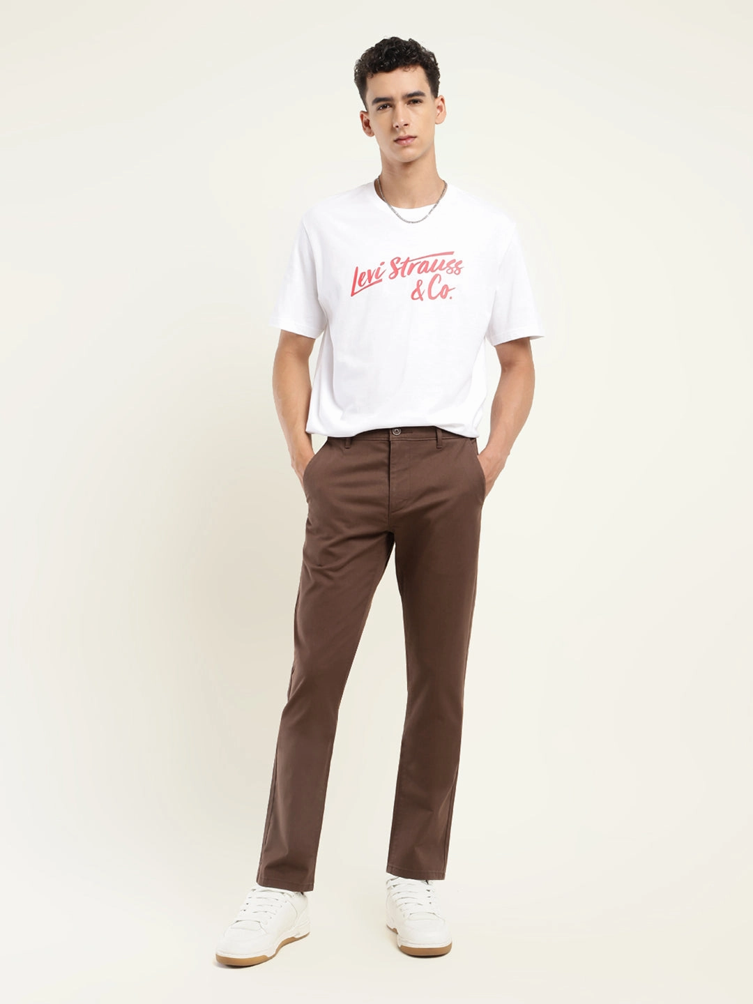 Quick Move Double Stitched Seams Men's 511 Slim Fit Brown Chinos