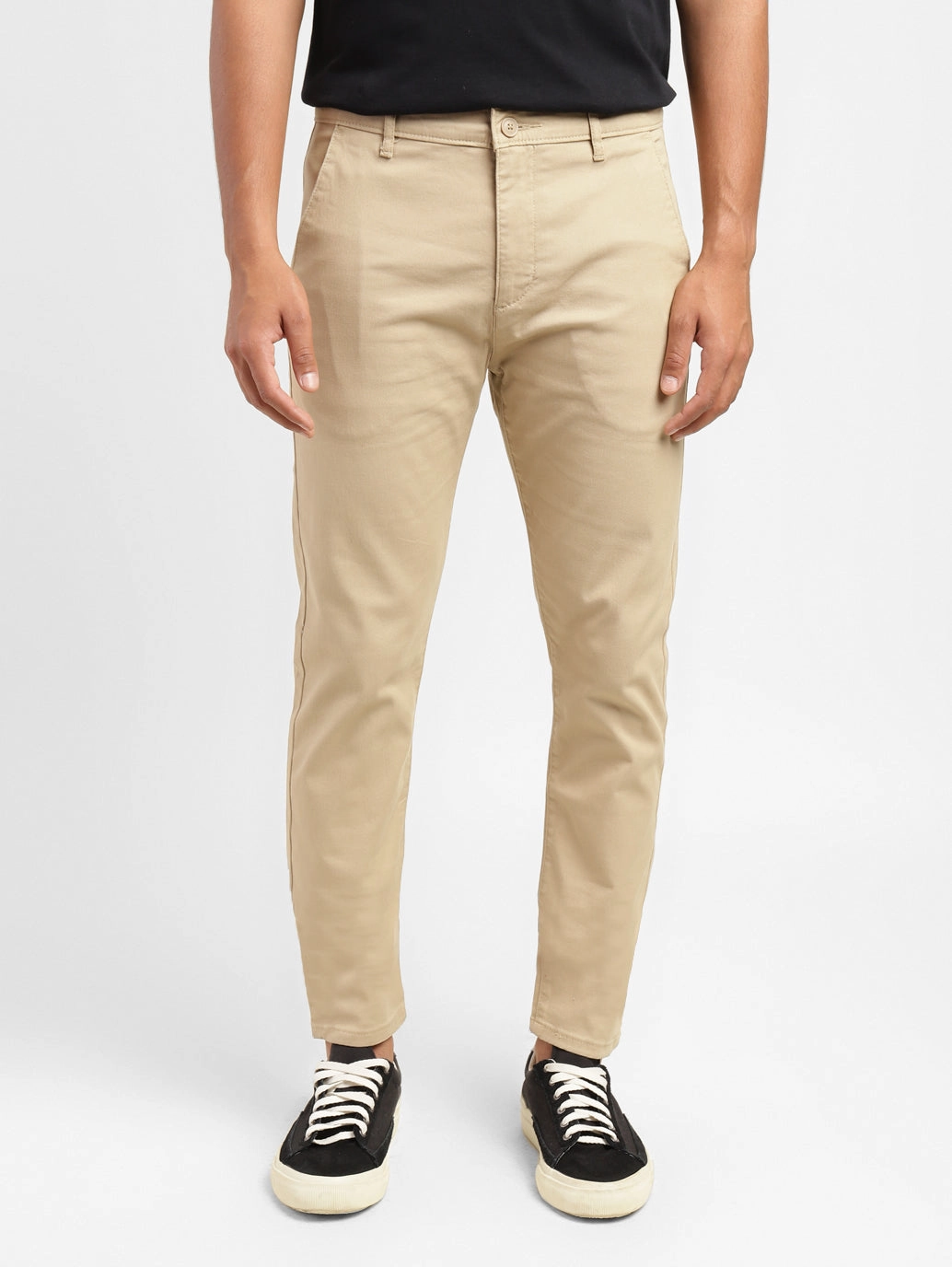 No Fuss Men's 512 Beige Slim Tapered Fit Chinos
