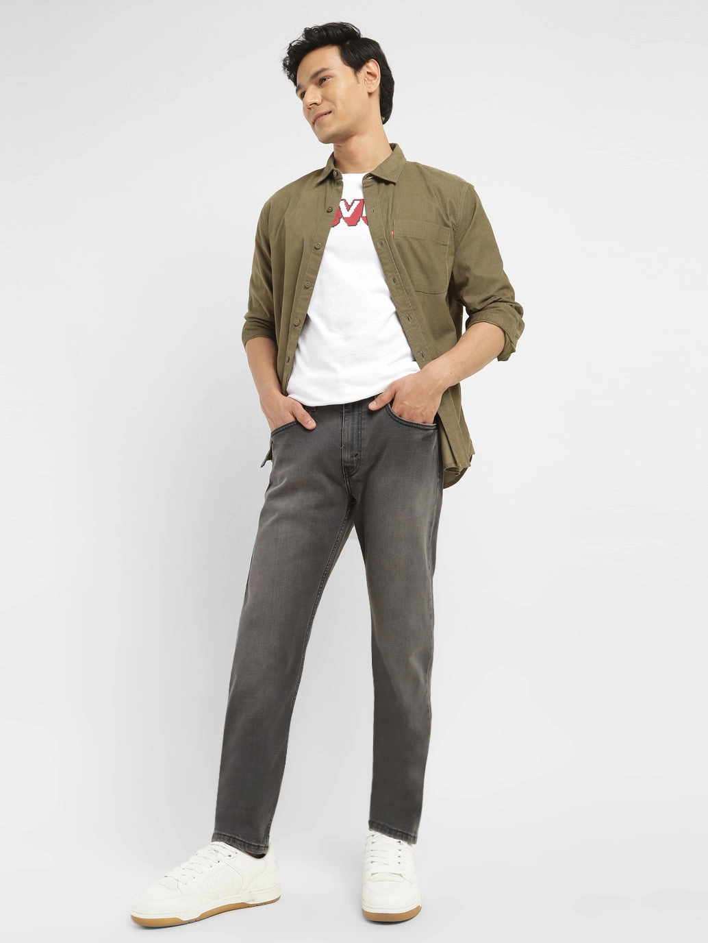 All Around Fit Men's 512 Charcoal Grey Slim Tapered Fit Mid Rise Jeans