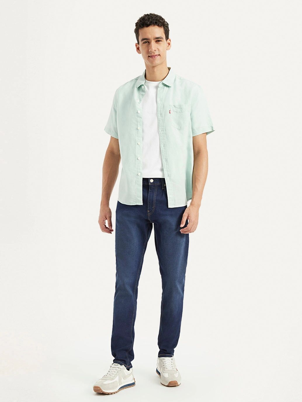 Distressed Details Men's 512 Dark Blue Slim Tapered Fit Mid Rise Jeans