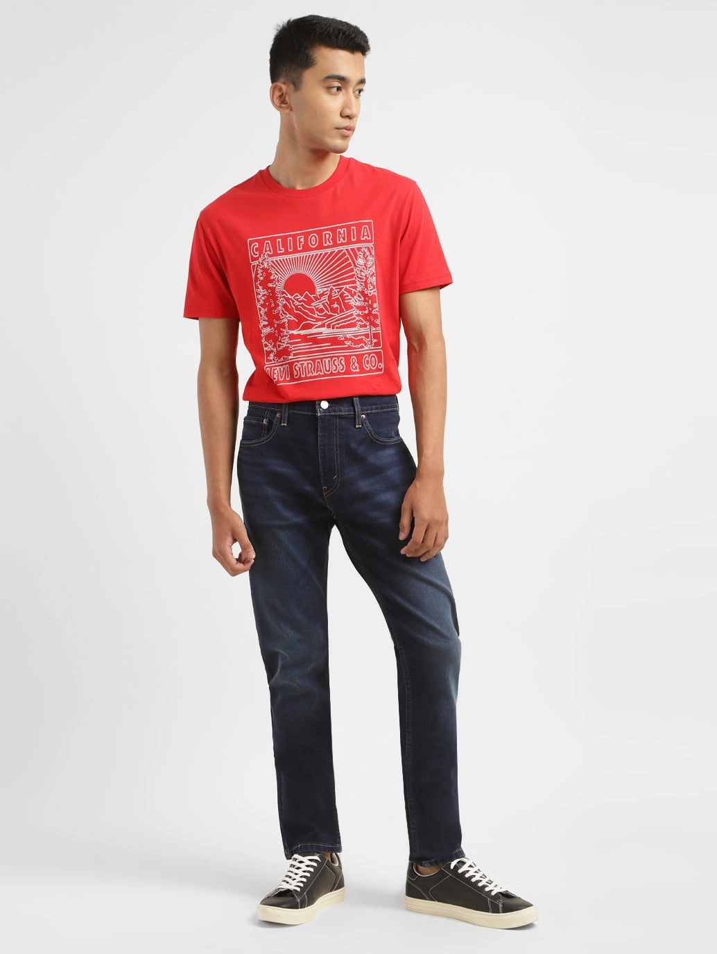 Clean Aesthetic Men's 512 Dark Blue Slim Tapered Fit Mid Rise Jeans