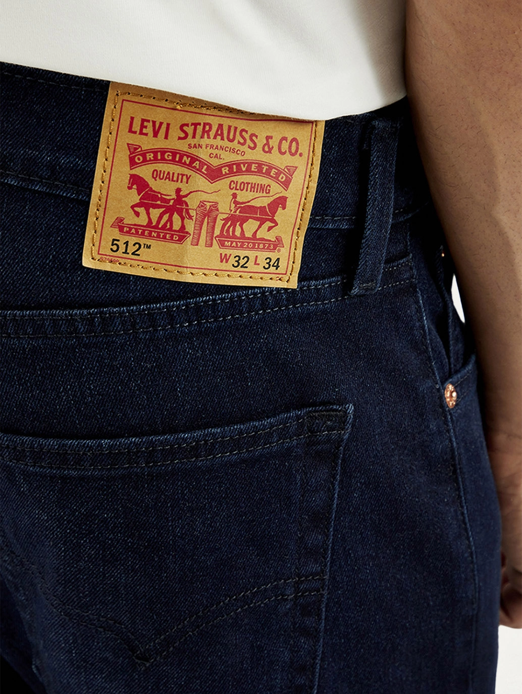 Rugged Construction Men's 512 Dark Blue Slim Tapered Fit Mid Rise Jeans