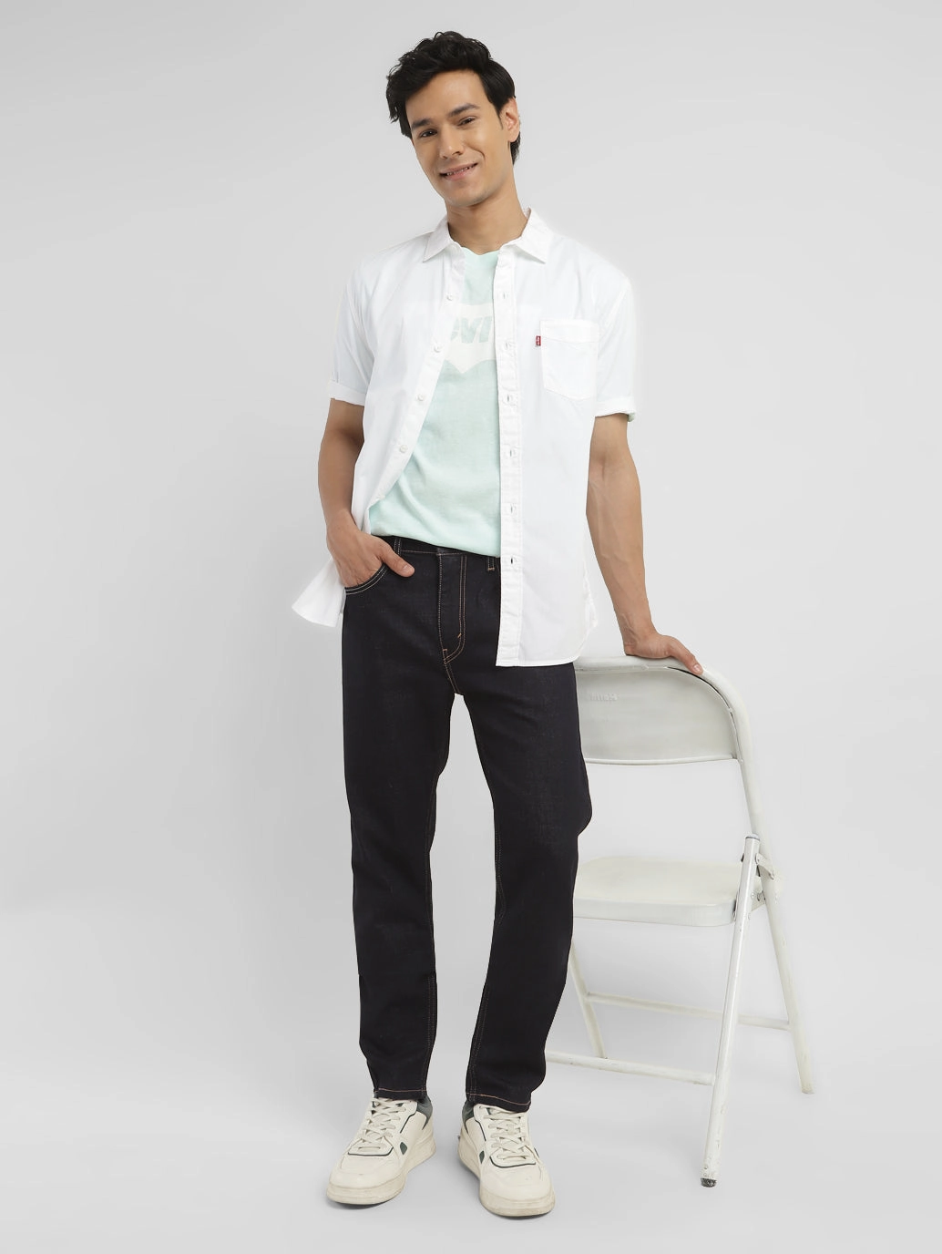 Men's 512 Dark Indigo Slim Tapered Fit Mid Rise Jeans elastic waistband