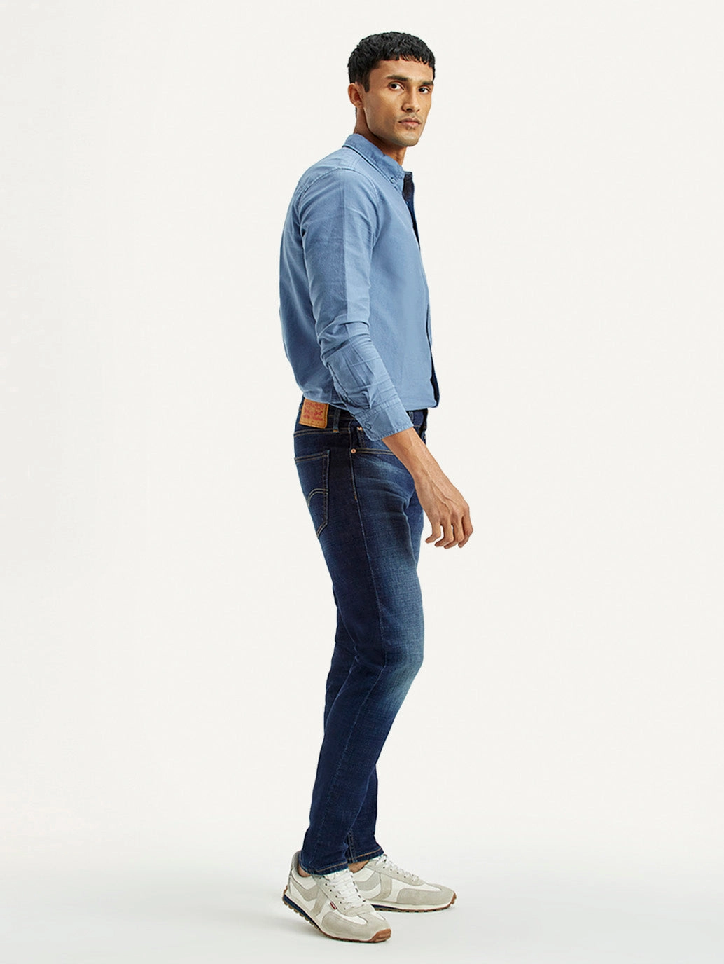 Men's 512 Dark Indigo Slim Tapered Fit Mid Rise Jeans Youth Style Office Wear