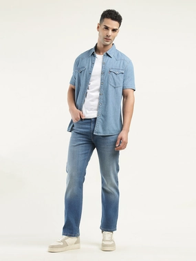 Festival Outfit Professional Wear Men's 513 Blue Slim Straight Fit Mid Rise Jeans