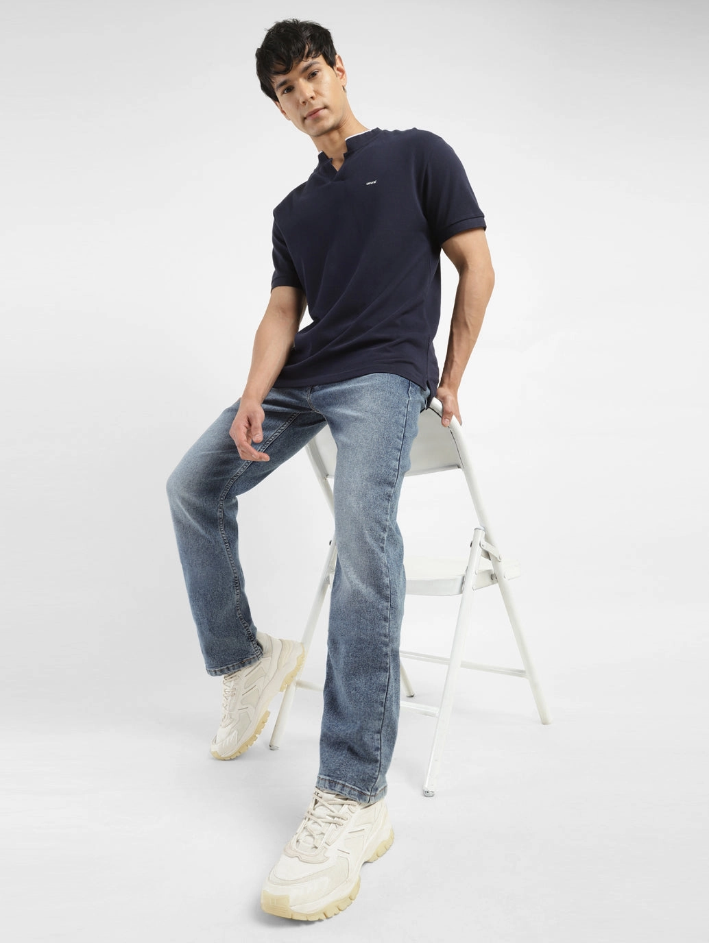 Neutral palette Men's 513 Blue Slim Straight Fit Mid Rise Jeans