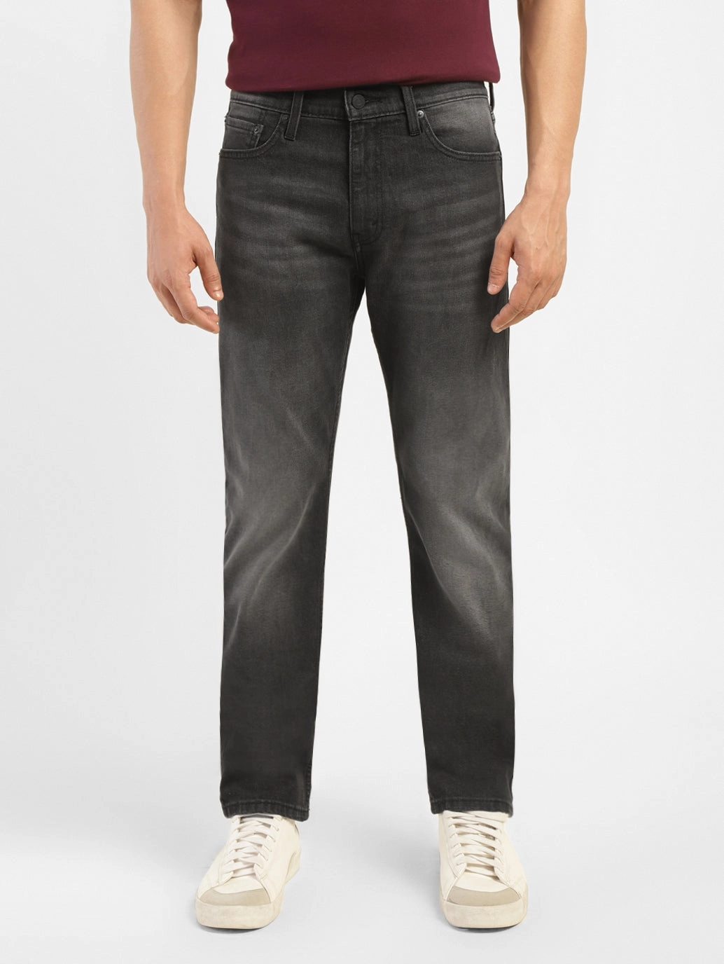 Men's 513 Charcoal Grey Slim Straight Fit Mid Rise Jeans Trendy High Quality Regular Look