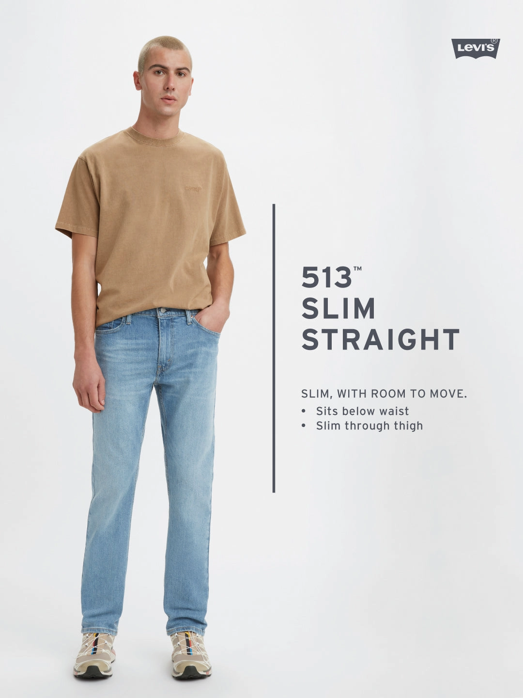 Seasonless wear Men's 513 Dark Blue Slim Straight Fit Mid Rise Jeans