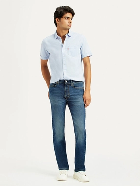 Bold Road Trip Timeless Wear Men's 513 Dark Indigo Slim Straight Fit Mid Rise Jeans