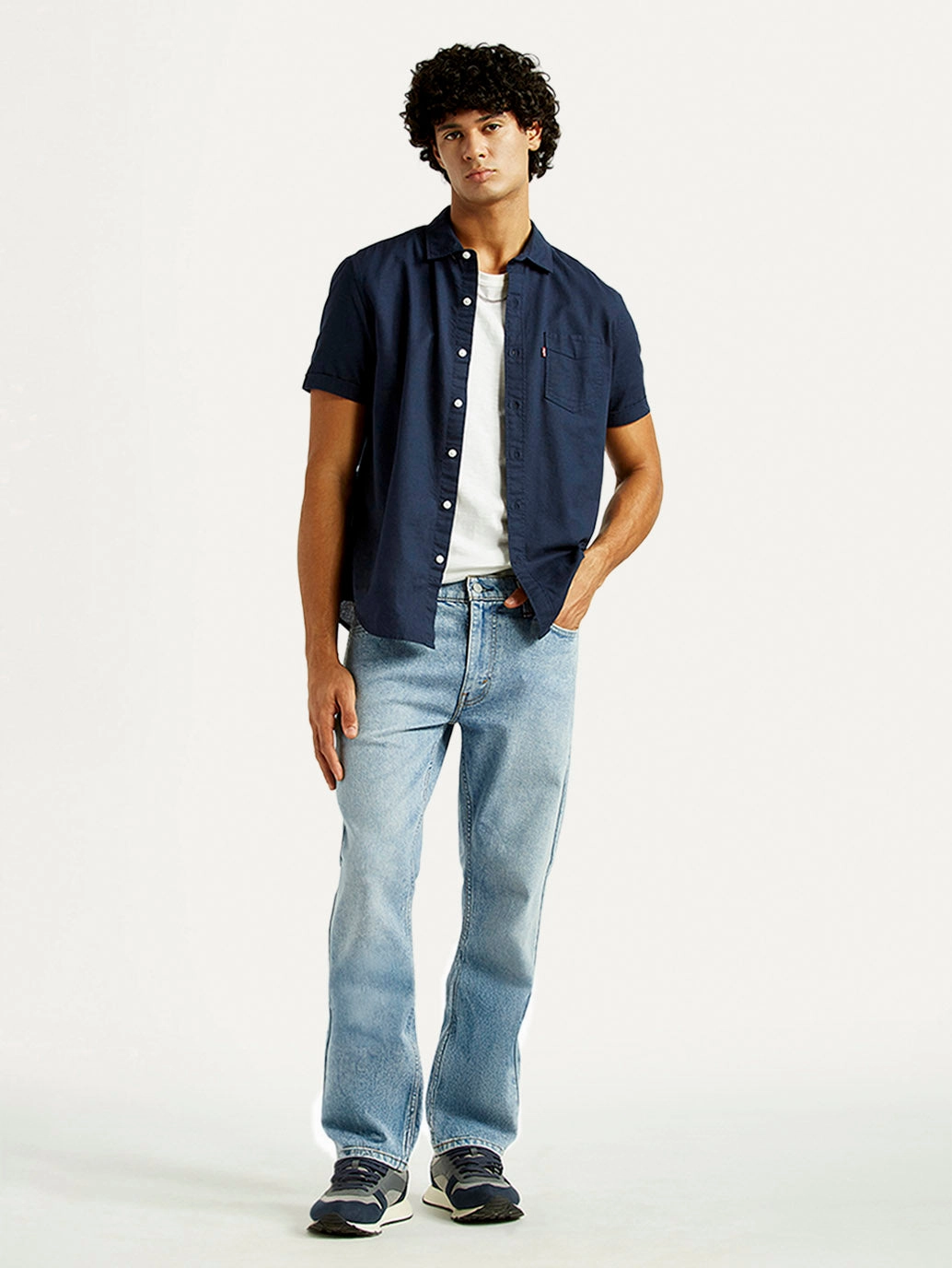 Men's 513 Light Indigo Slim Straight Fit Mid Rise Jeans Slim Family Style Daily Wear