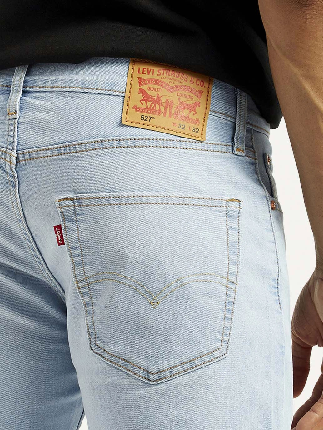 Luxury Textured Athlete Fit Outdoor Adventure Earthy Men's 527 Light Indigo Bootcut Fit Mid Rise Jeans