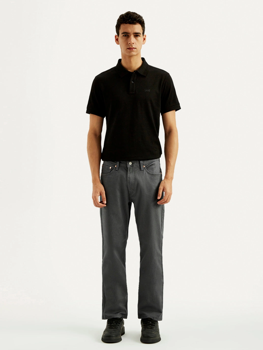 Men's 541 Charcoal Grey Overdyed Athletic Tapered Fit Mid Rise Jeans Outfit Combo