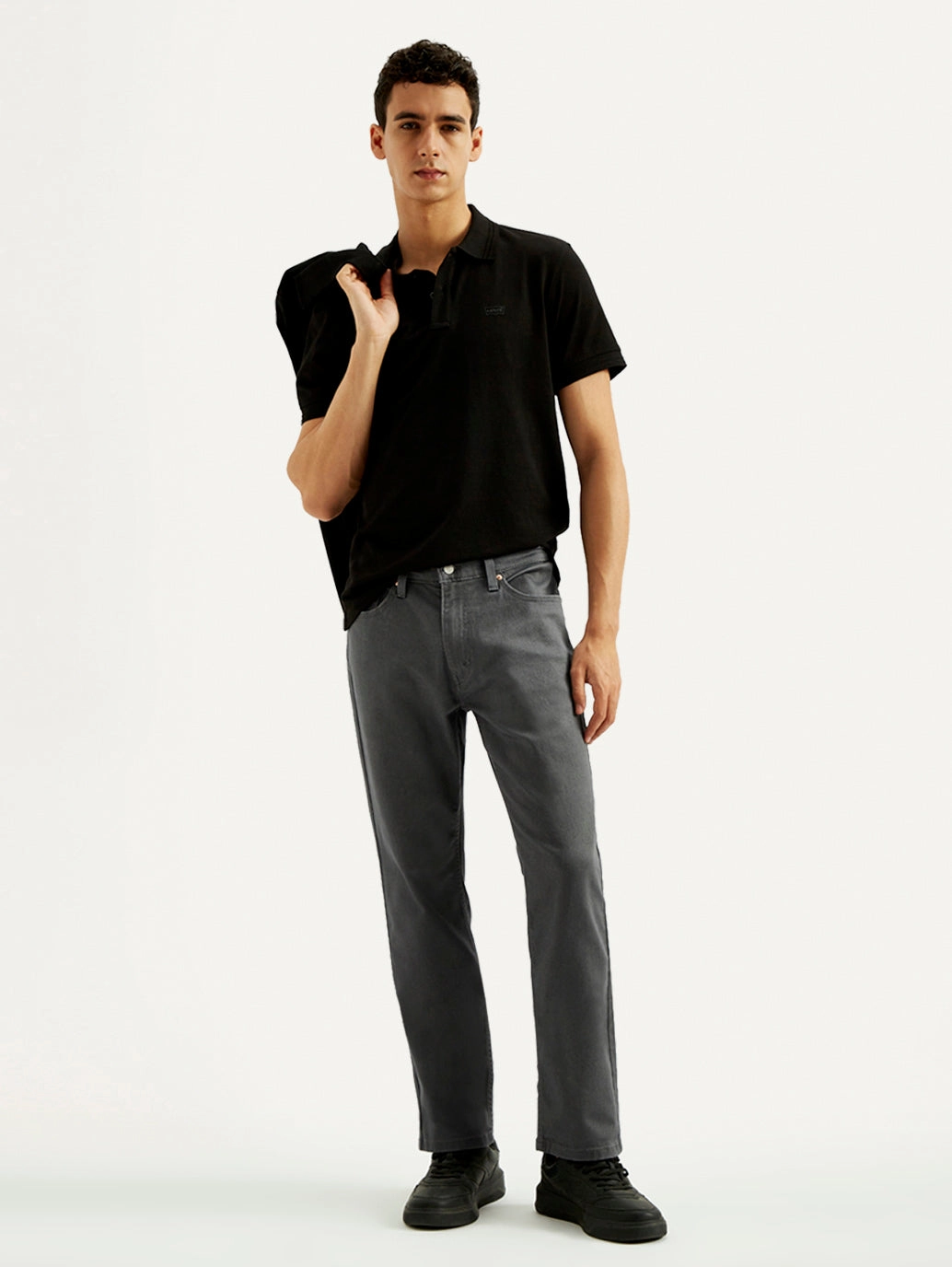 Quality Basic Popular Option Men's 541 Charcoal Grey Overdyed Athletic Tapered Fit Mid Rise Jeans