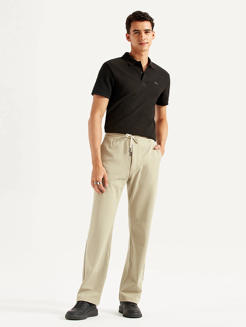 Essential Wearable Men's 555'96 Beige Relaxed Straight Fit Tech Pants