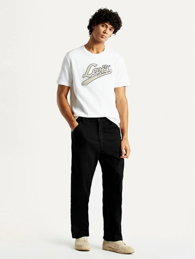 Minimalist Style Holiday Vibes Weekend Warrior Men's 568 Black Loose Straight Fit Mid Rise Carpenter Jeans