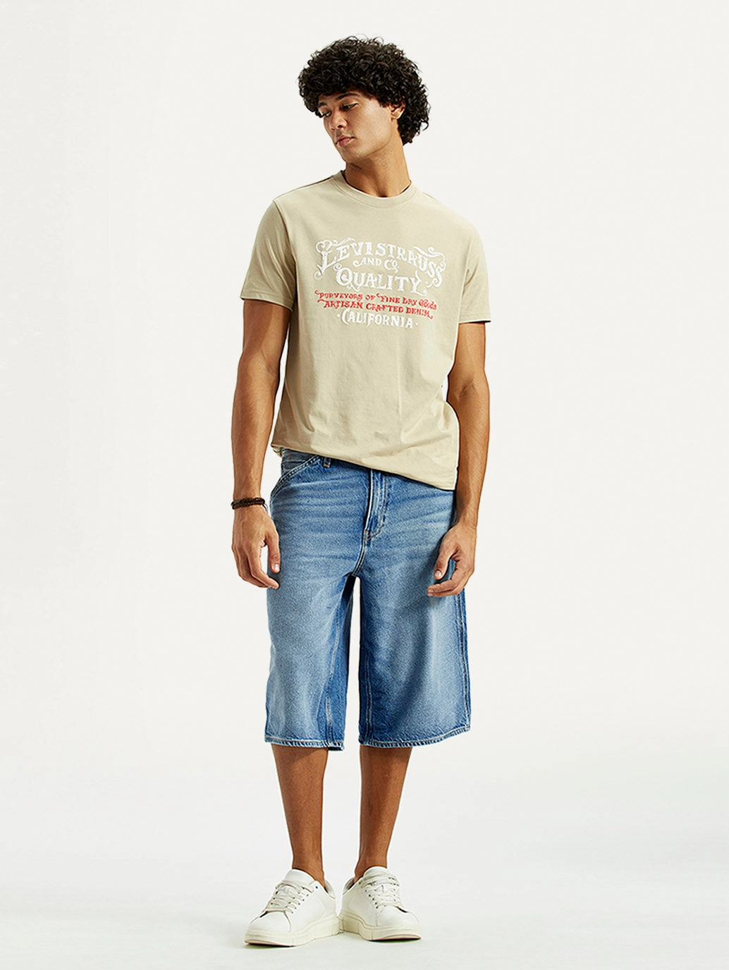 Moisture Management Lining Men's 568 Light Indigo Loose Fit Mid Rise Shorts