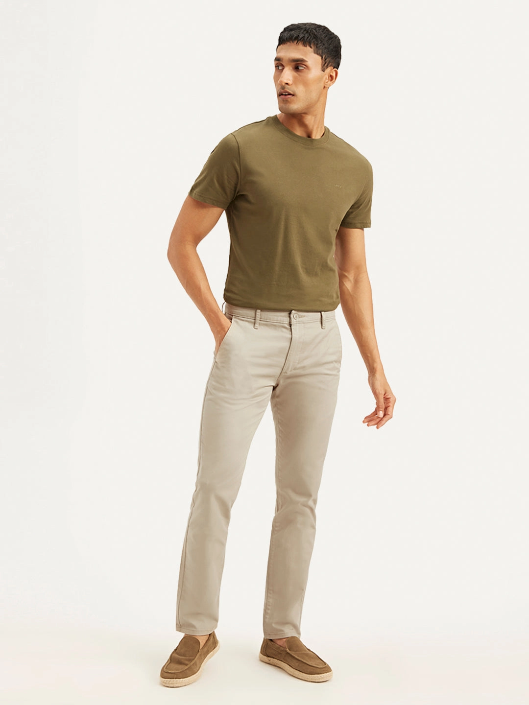Quick Comfort Men's Beige Slim Fit Chinos