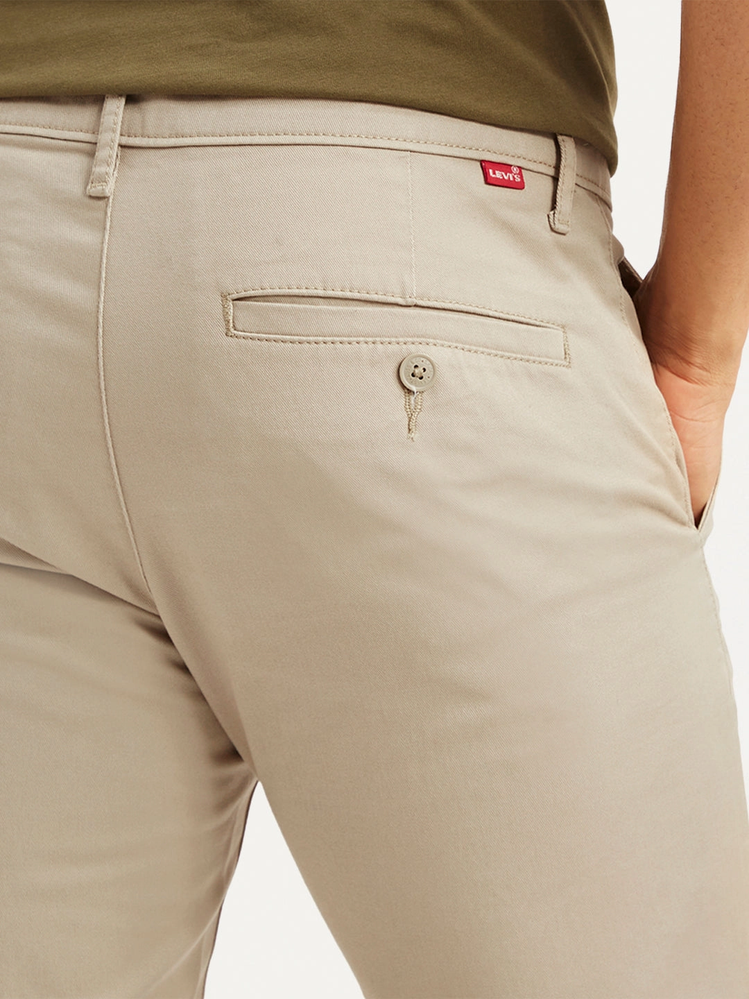 SecureZipperClosures Men's Beige Slim Fit Chinos