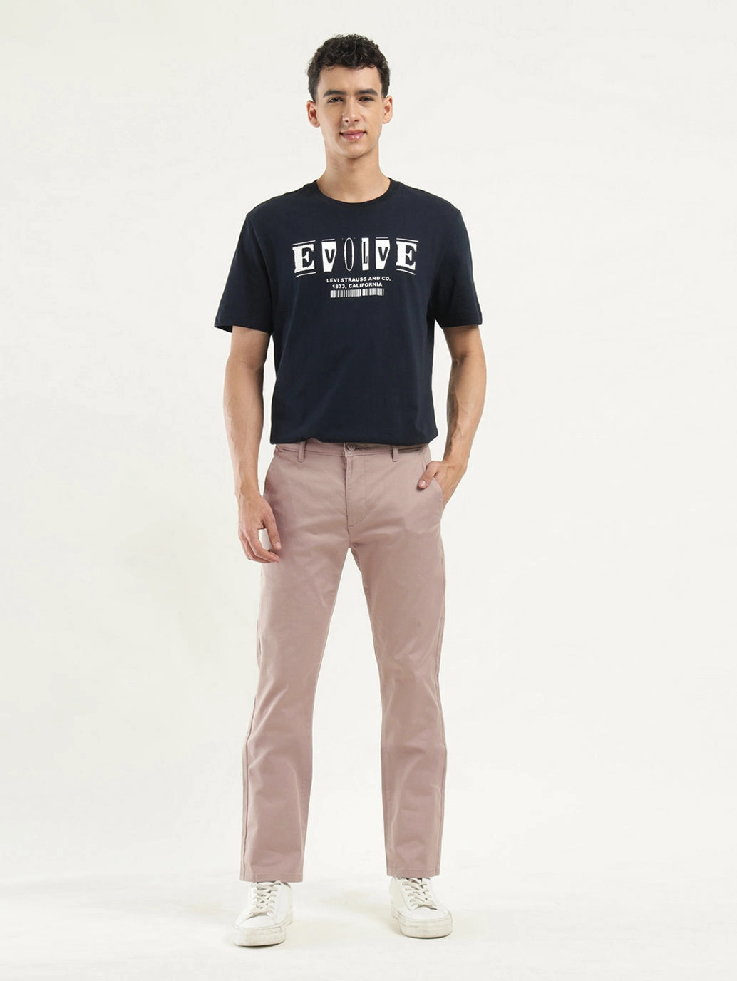 Timeless Utility Men's Beige Slim Fit Chinos