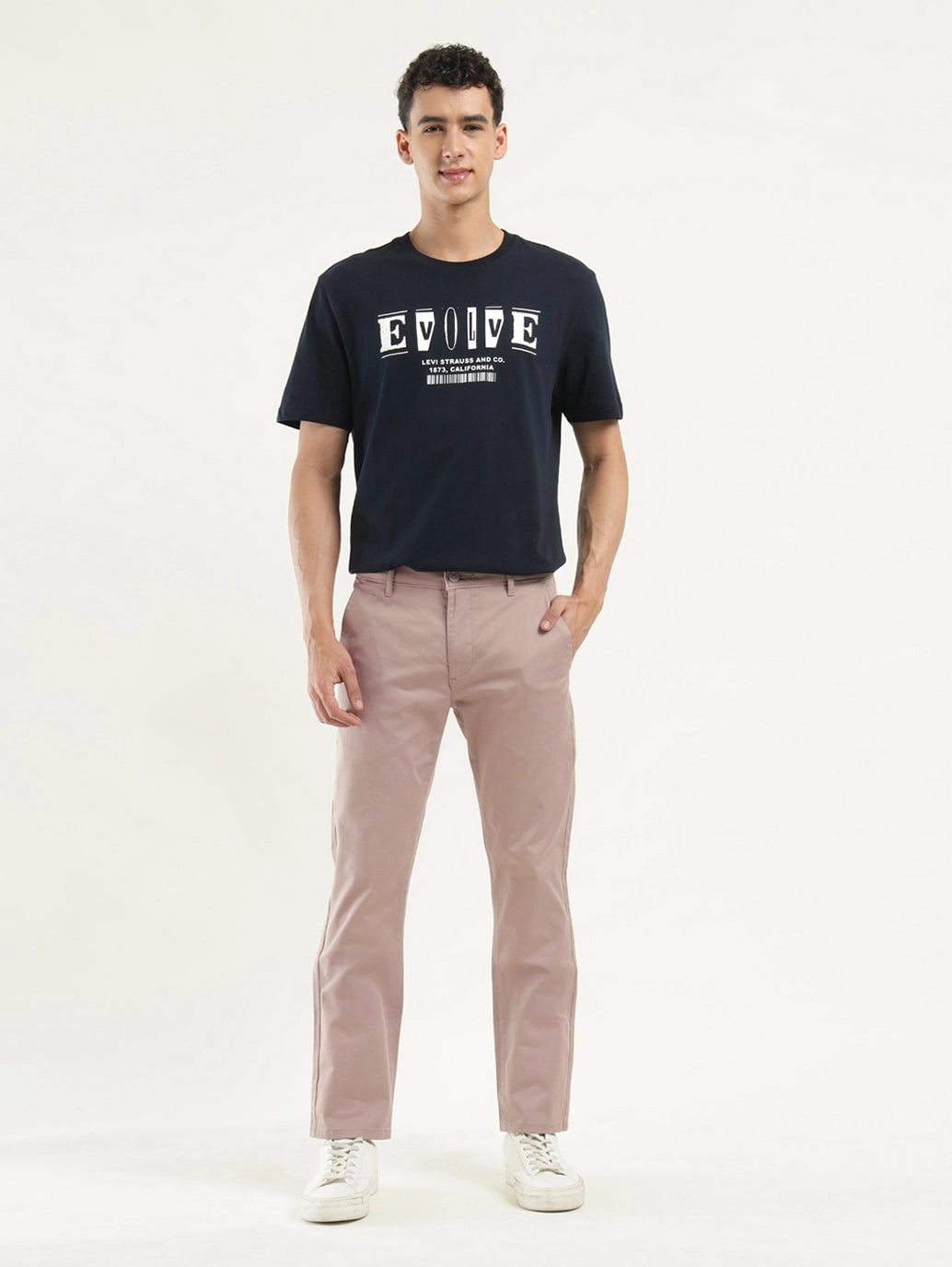 Comfortable Wear Cool Weather Men's Beige Slim Fit Chinos