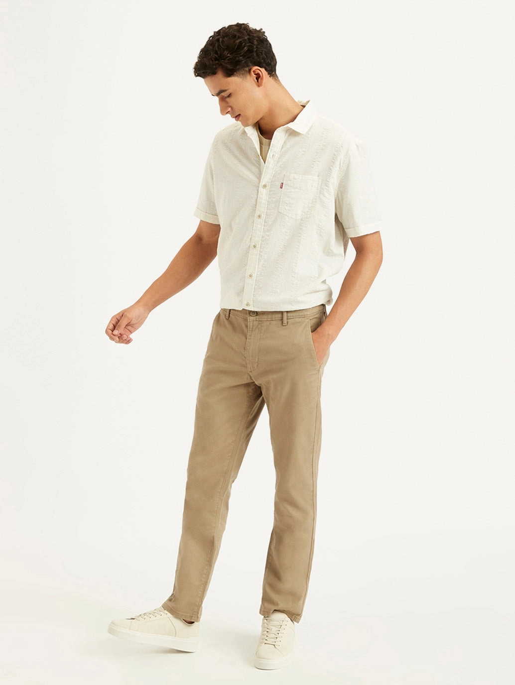 Men's Beige Slim Fit Chinos QuickDryTech Weekend Ready