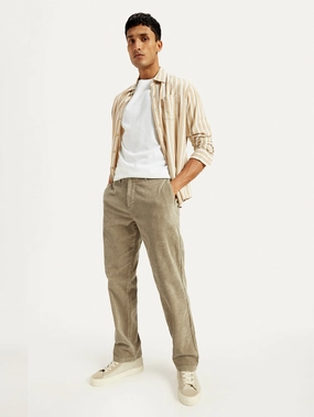Secure Closures Men's Beige Straight Fit Chinos