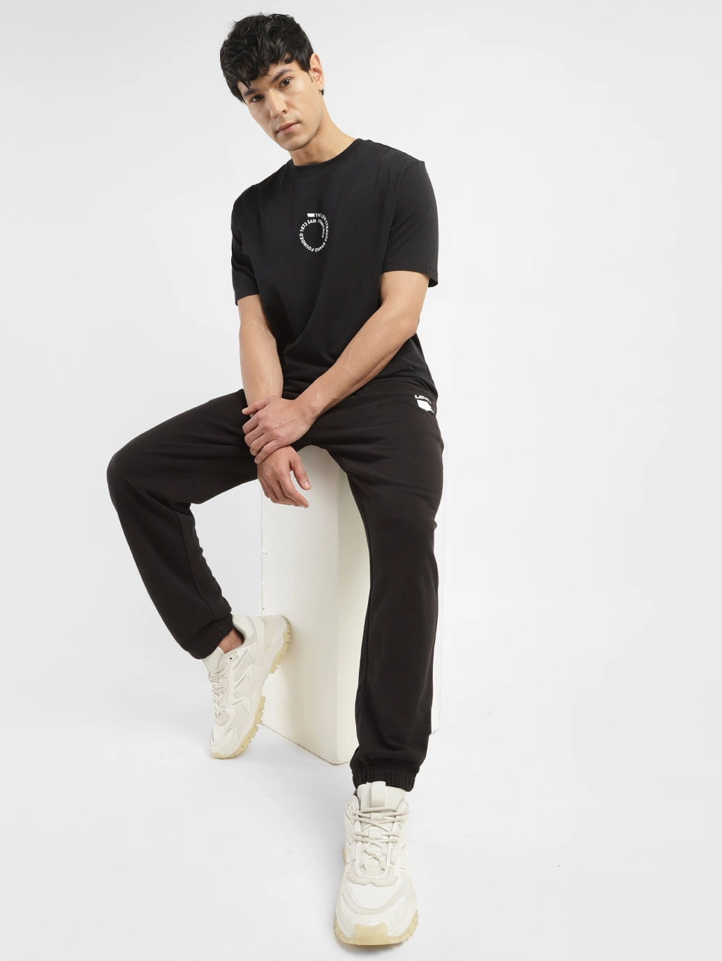 Men's Black Regular Fit Joggers Core Ease Flattering Look