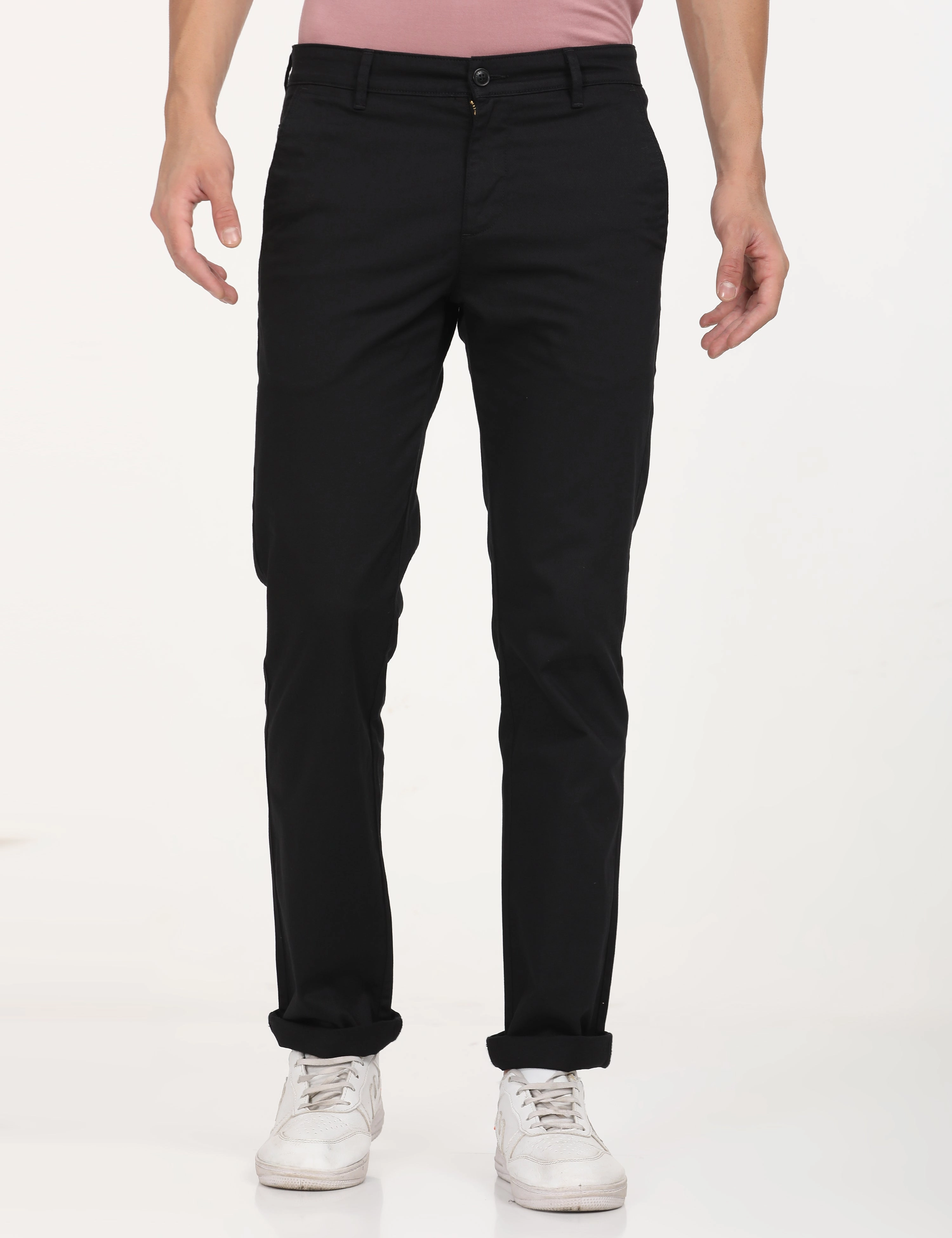 Men's Black Slim Fit Chinos Weekend Comfort Tough Wear