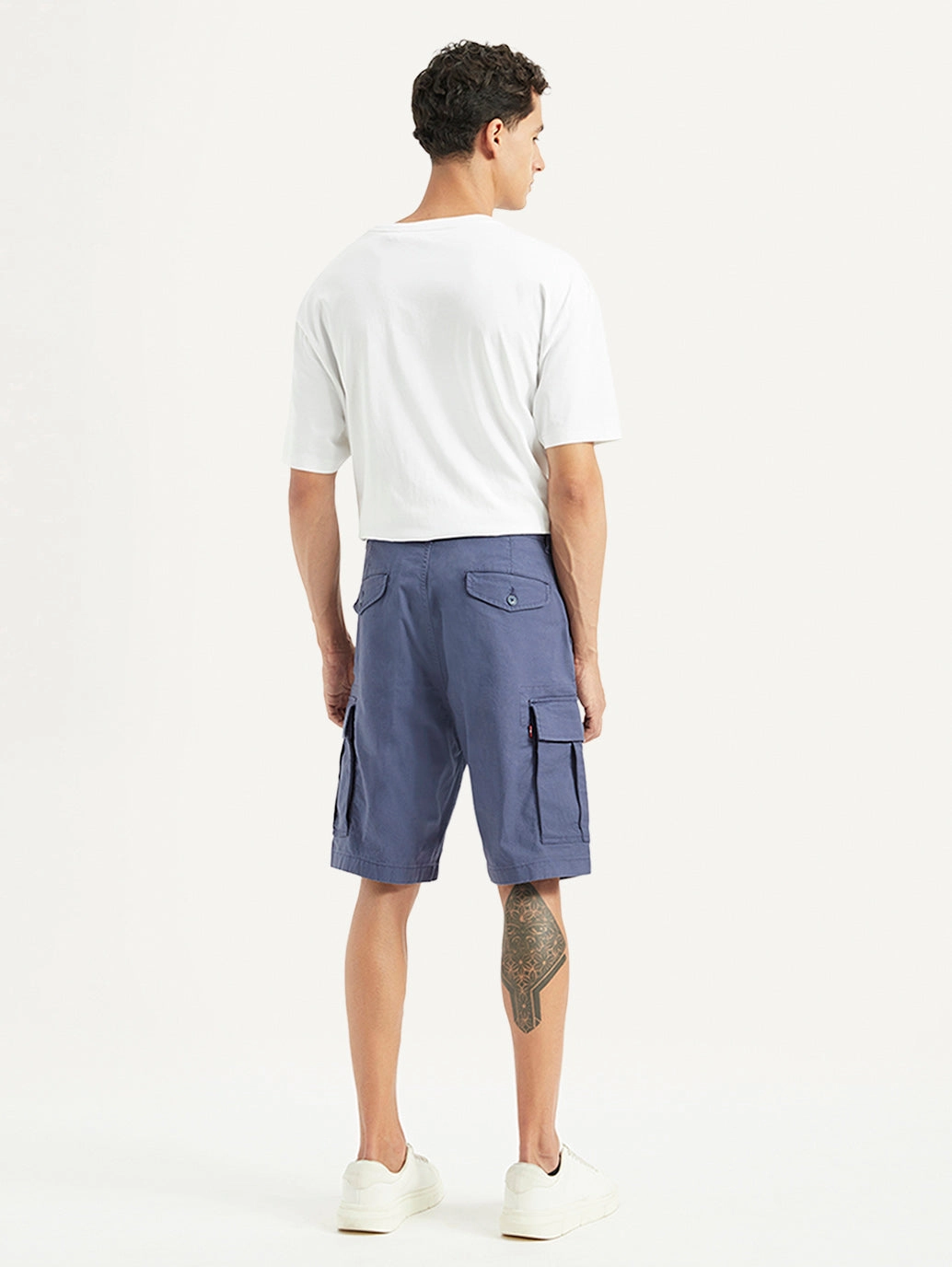 Men's Blue Cargo Fit Shorts Tailored Cut