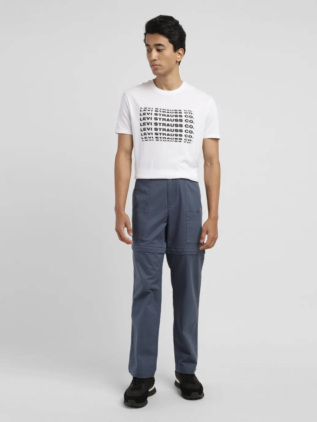 No Fuss Fit Men's Blue Loose Fit Cargos