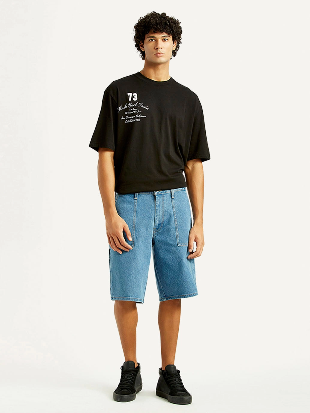 Hygienic Antimicrobial Layer Stay Cool Technology Men's Blue Loose Fit Shorts