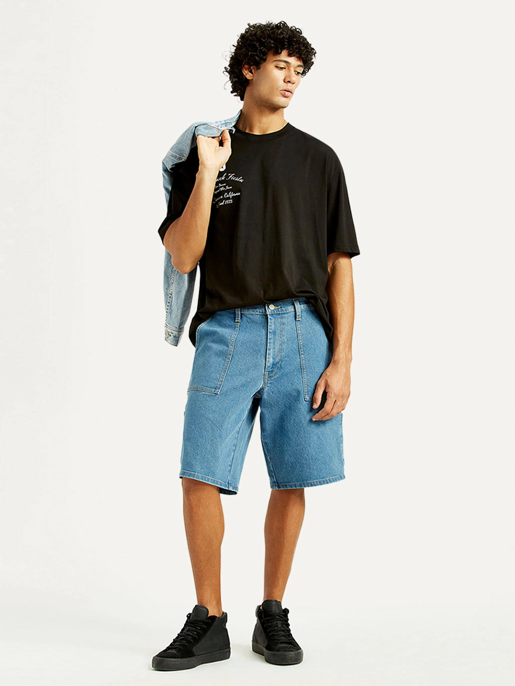 winter shorts Men's Blue Loose Fit Shorts