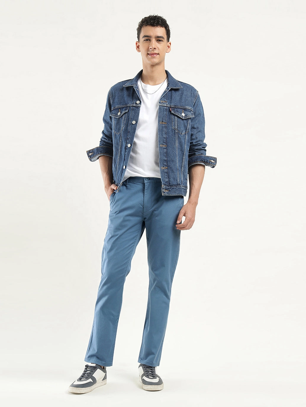 Modern Fit Men's Blue Slim Fit Chinos