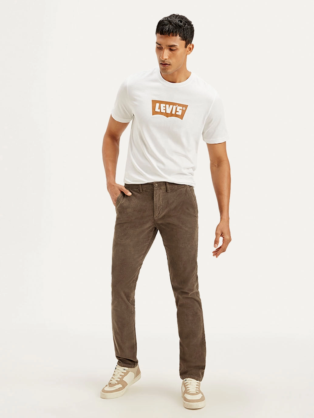 clean design Men's Brown Slim Fit Chinos