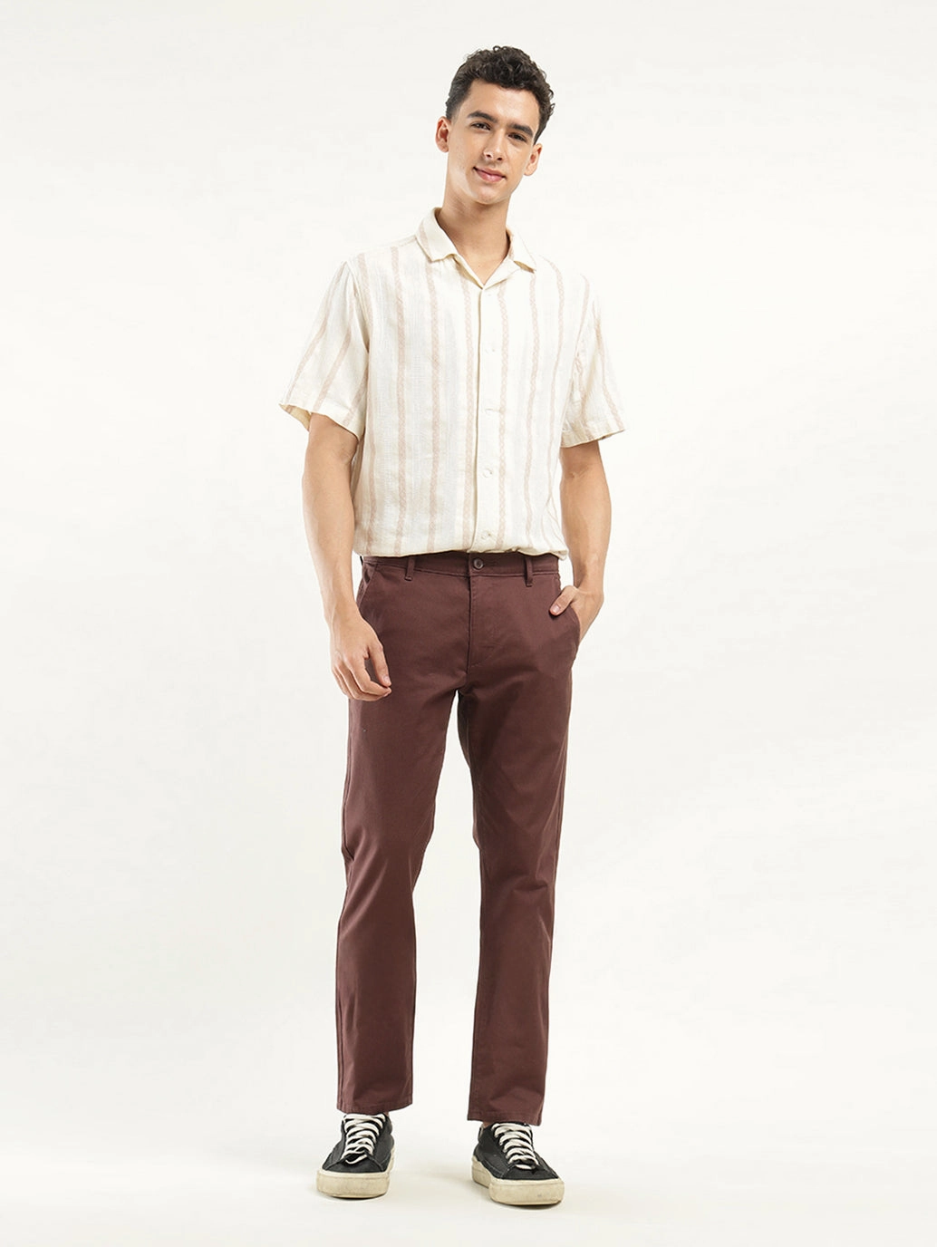 Flexible Comfort Wear No Ride Up Design Men's Brown Slim Fit Chinos