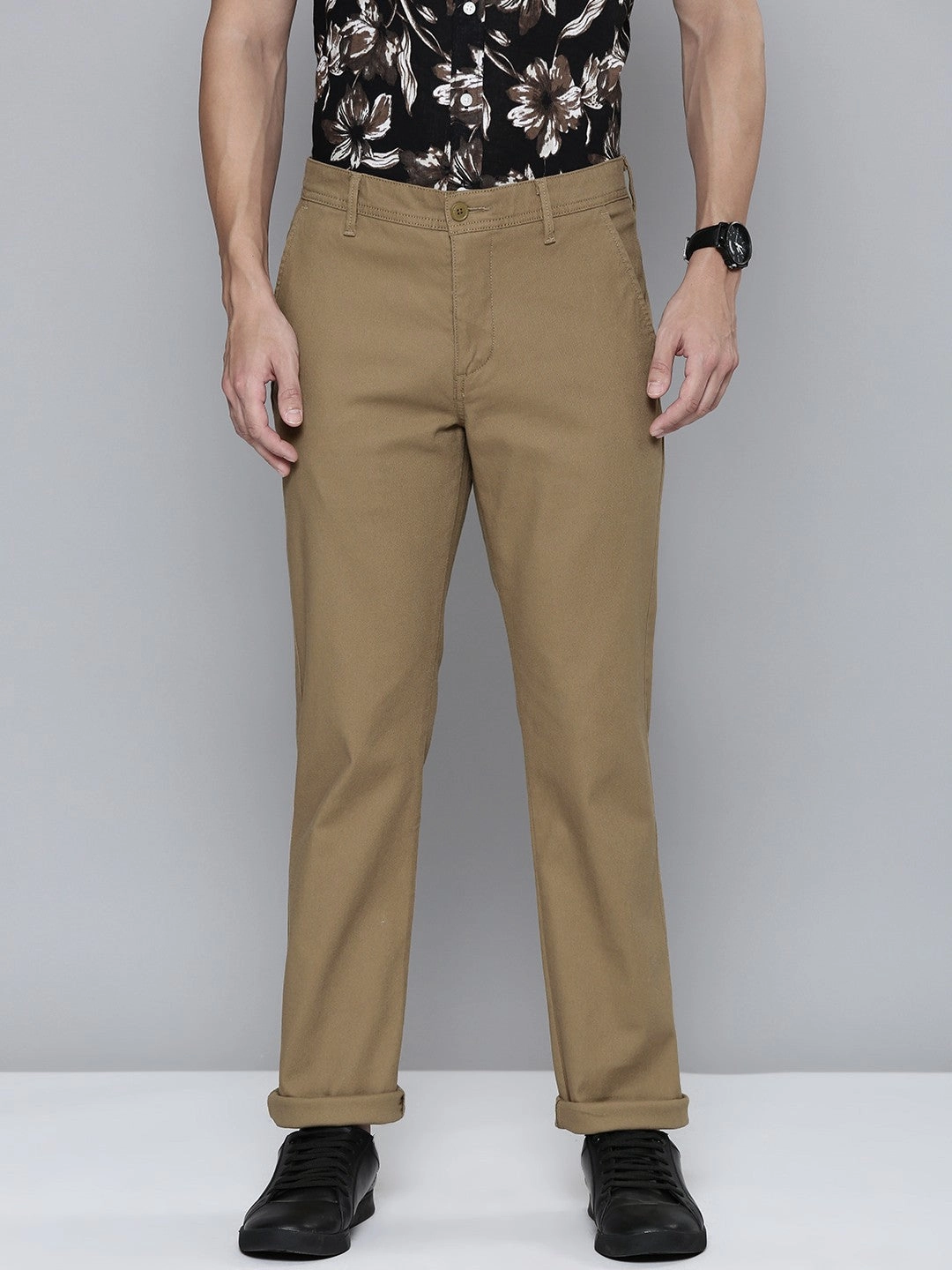 Airy Feel Men's Brown Slim Fit Chinos