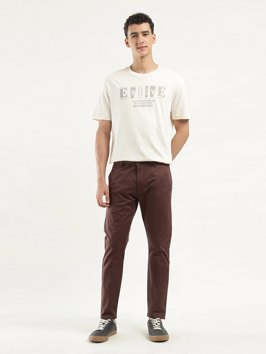 Chilly Day Wear Men's Brown Slim Tapered Fit Chinos
