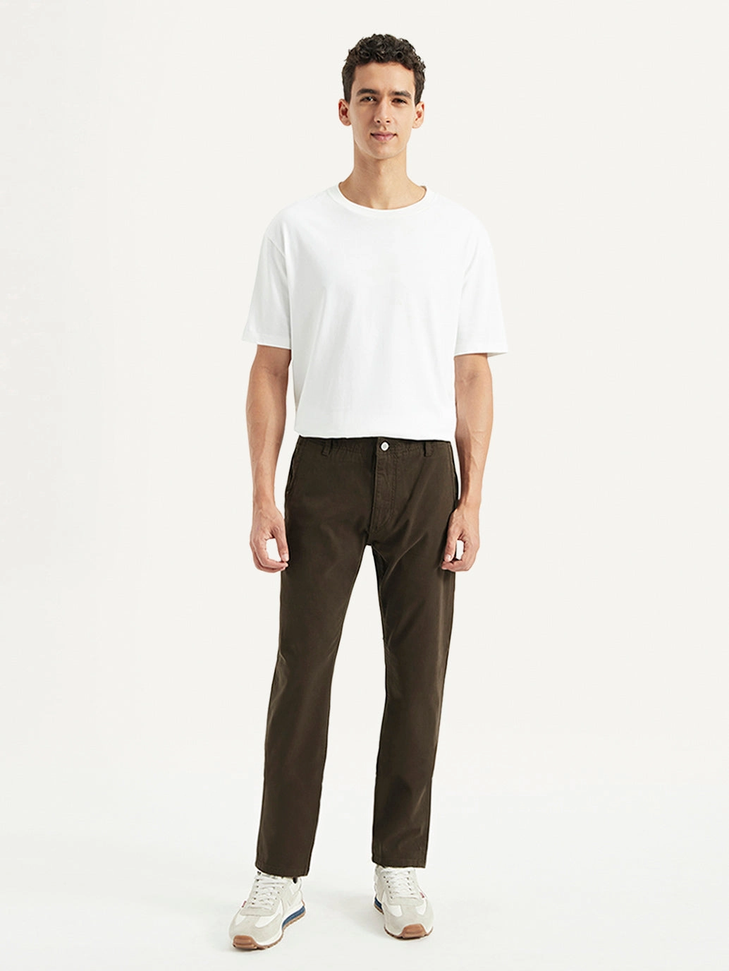 Quick Fit Wear Men's Brown Tapered Fit Chinos